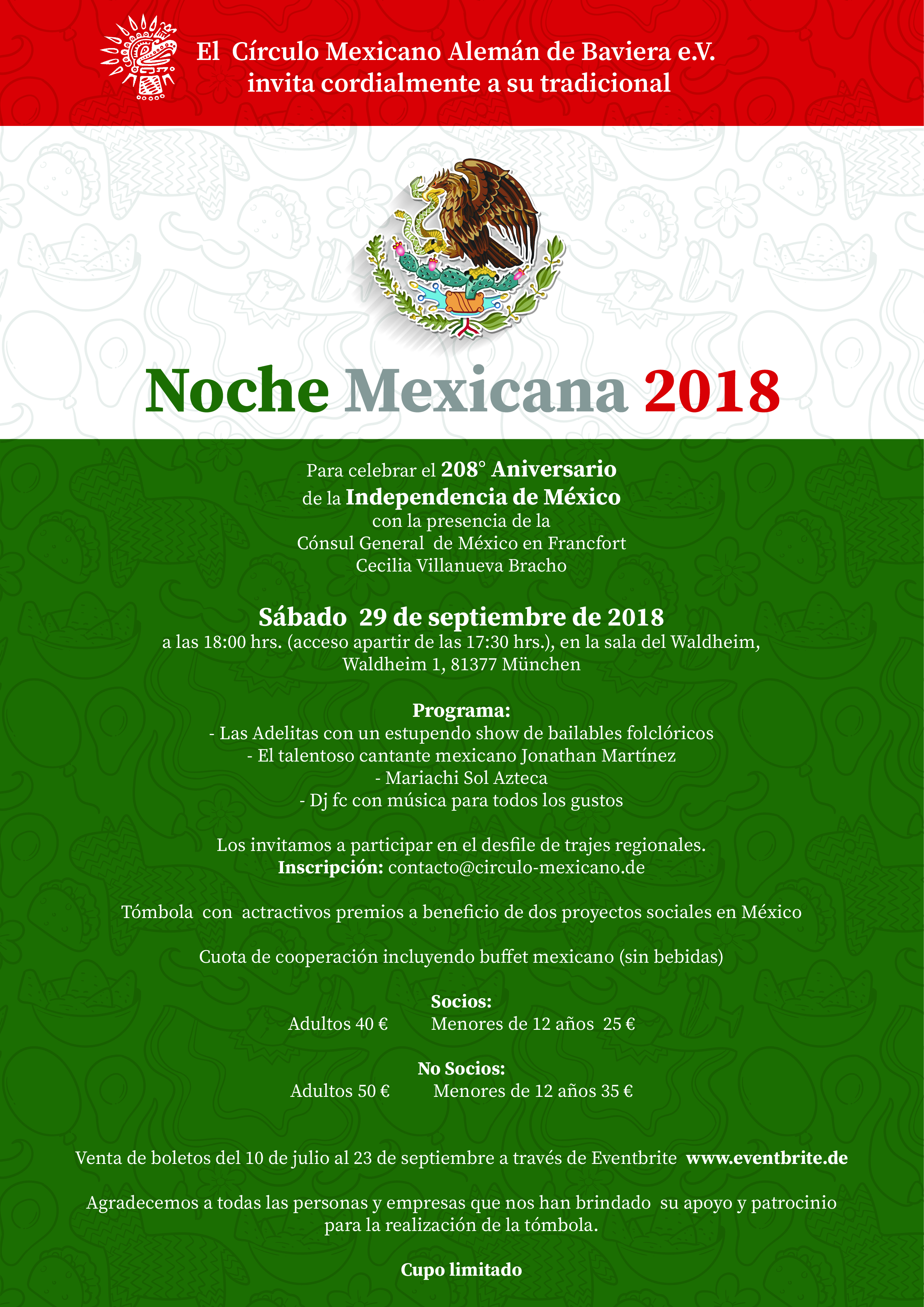Invitación Noche Mexicana 2018